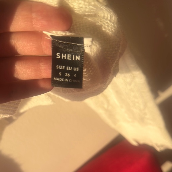 SHEIN Cream Cable Knit Crew Neck Sweater - Picture 4 of 4